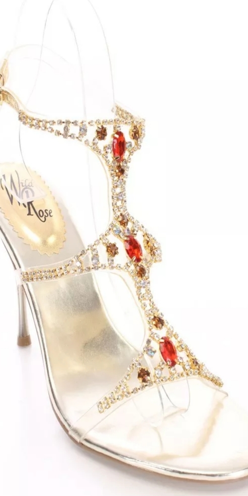 Rhinestone Dress Evening Heels Lucite Clear Strap